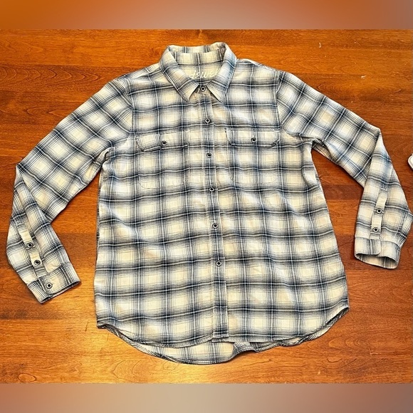 Madewell Tops - Madewell Cream/Blue Plaid Shirt Long Sleeve Size Medium Country Western Vibe
